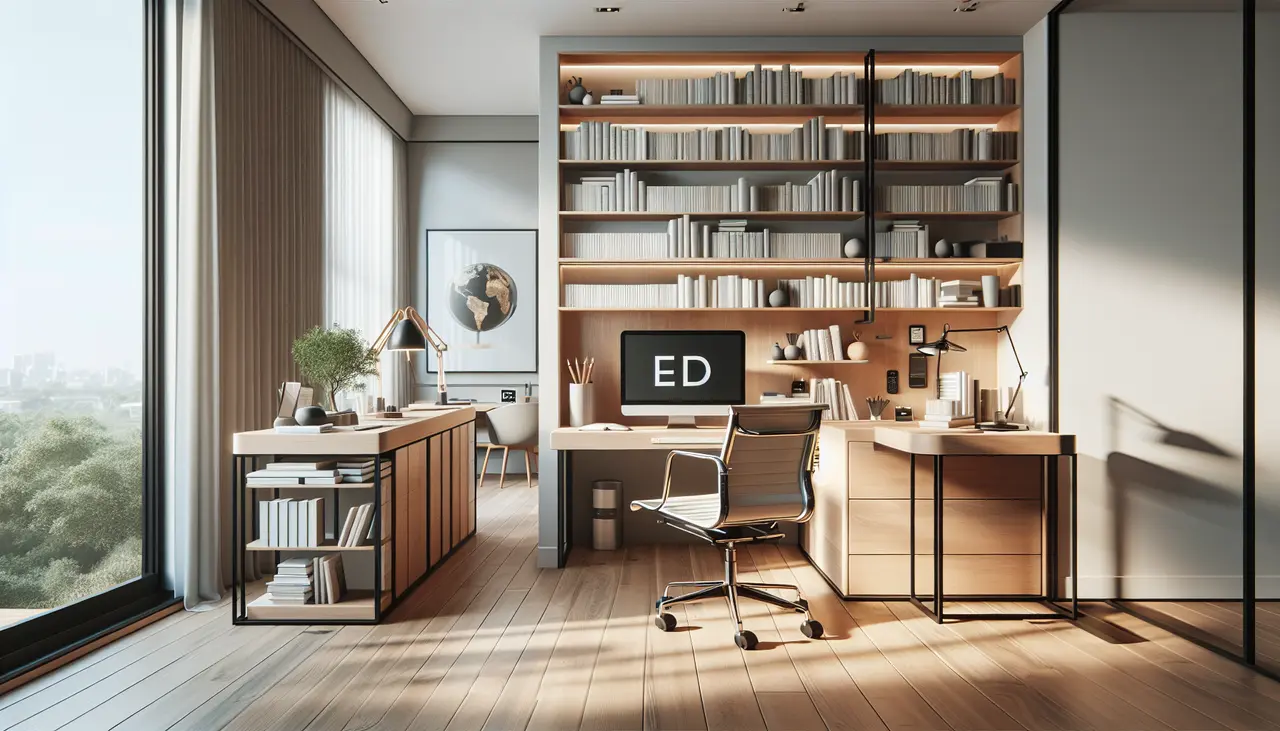 Home office with an intentional background