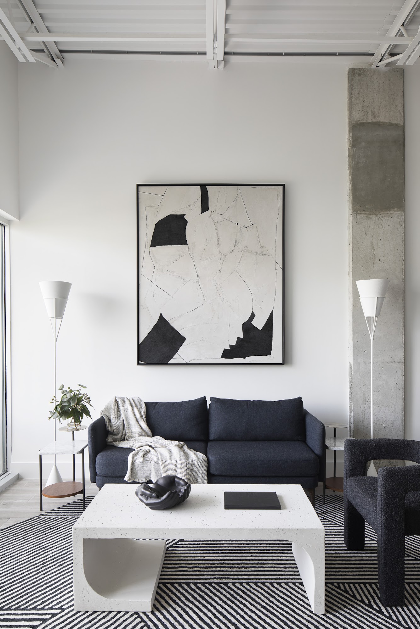 Designer-styled console with curated art and accessories