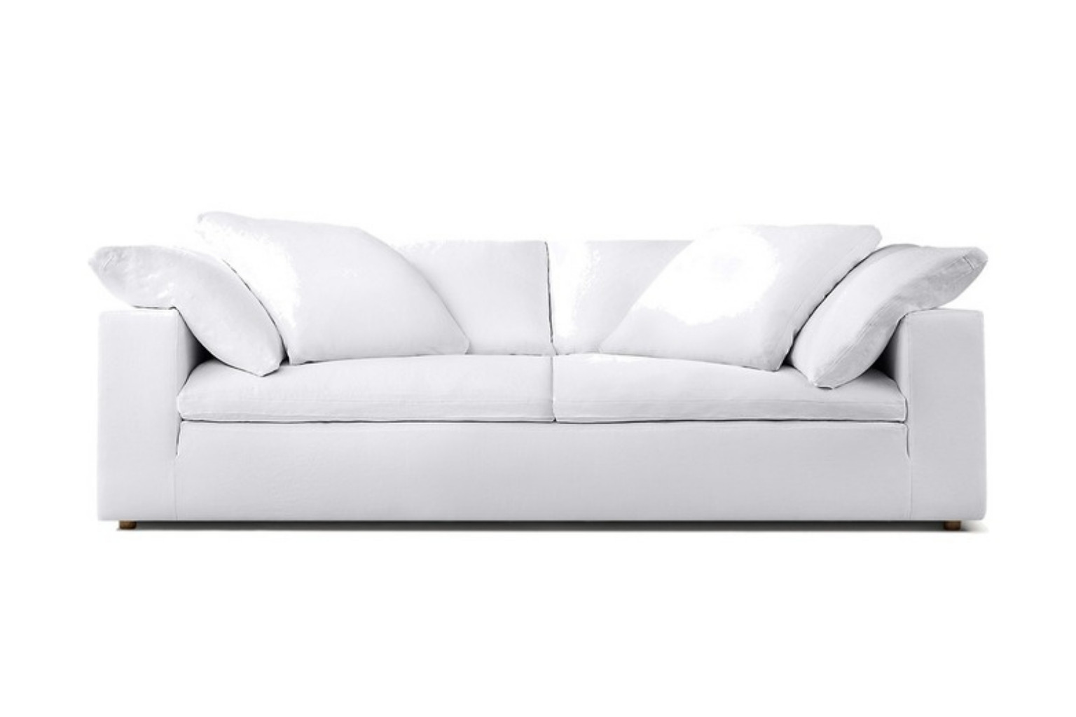 Cloud sofa in white linen with deep down cushions